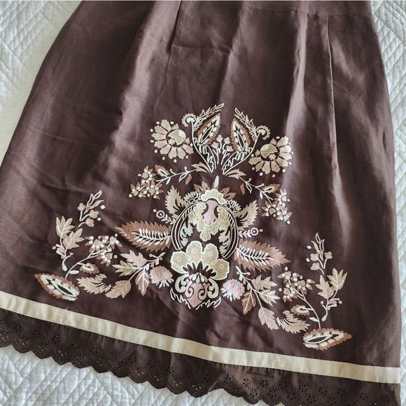 LOFT embroidery eyelet scallop hem side zip cottagecore prairie lined midi skirt - Picture 11 of 14